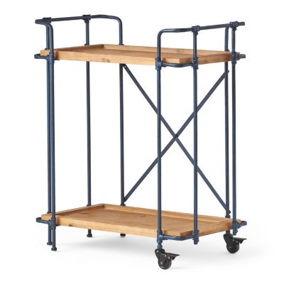 Streamdale Rustic Firwood Bar Cart with Iron Wheels
