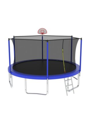 Streamdale 14FT Kids Trampoline with Safety Net, Basketball Backboard, and Ladder