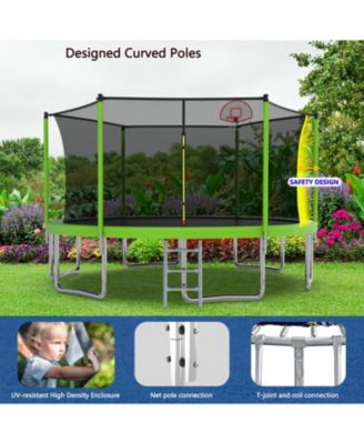 Streamdale 14FT Kids Trampoline with Safety Net, Basketball Hoop, and Accessories