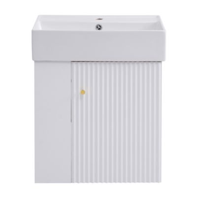 Modern 21.6" White Bathroom Vanity with Left Side Storage