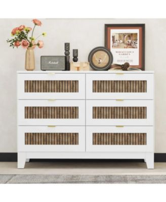 Rustic Dresser with 6 Drawers and Metal Handles