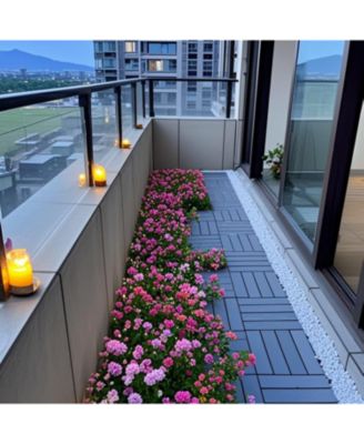 Interlocking Deck Tiles, 44 Pack, 12" Dark Grey, Waterproof Outdoor Patio