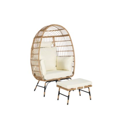 Oversized Wicker Egg Chair with Ottoman