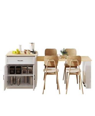 Streamdale Extendable Kitchen Island with Dining Table and Storage