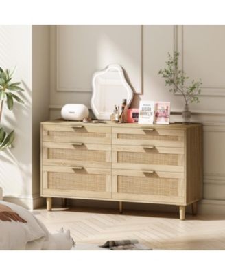 Streamdale 51" Rattan Dresser with 6 Drawers