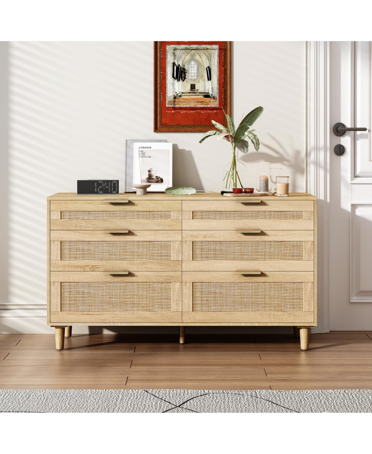 Streamdale Furniture Streamdale 51" Rattan Dresser with 6 Drawers