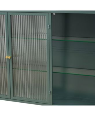 Streamdale 3-Door Arched Glass Cabinets (Dark Green)