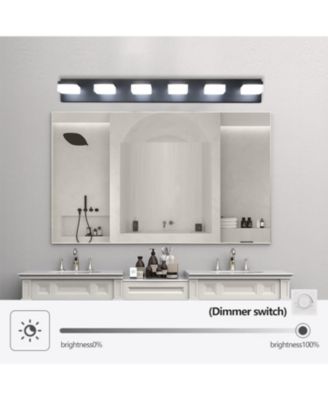 Modern 6-Light Black LED Vanity Mirror Light Fixture