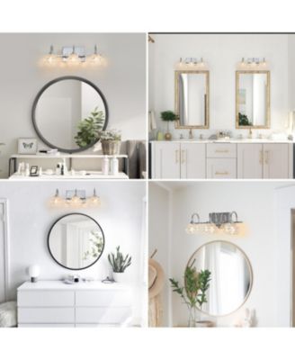 Streamdale Brushed Nickel Finish Vintage Crystal Vanity Light - Elegant 3-Light Bathroom Mirror Fixture with Clear Glass Shades