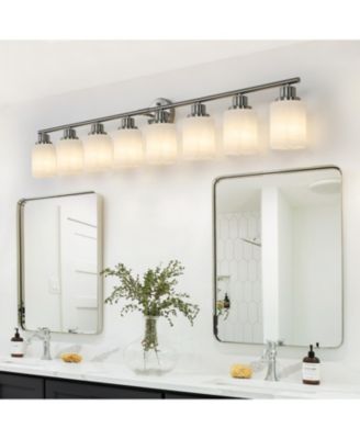 Streamdale Brushed Nickel Vanity Wall Sconce with Frosted Glass Shades for Bathrooms (Bulbs Not Included