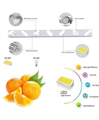 Modern 7-Light LED Vanity Light - Chrome with Acrylic Shades - Dimmable, 52.2" Length