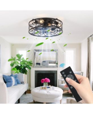 Streamdale Black Vintage Caged Ceiling Fan with Remote - 18.1", Industrial Style