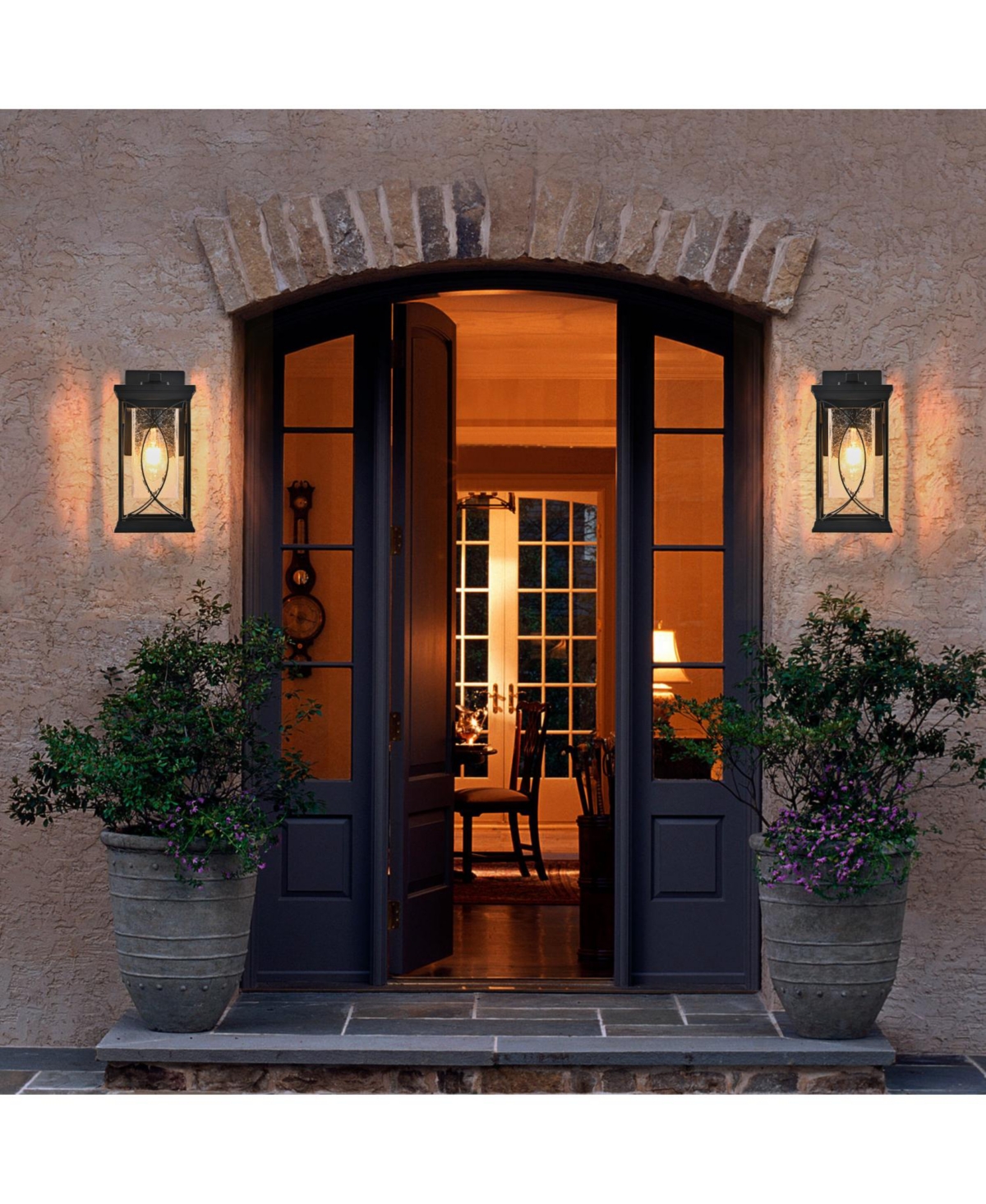 Streamdale Outdoor Wall Lantern with Crackled Glass - Modern Decorative Sconce for Porch, Patio, Entryway (Bulb Not Included)