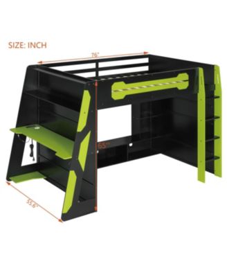 Loft Bed with Desk & Shelves