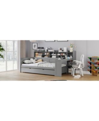 Twin Daybed with Trundle Desk & Shelves