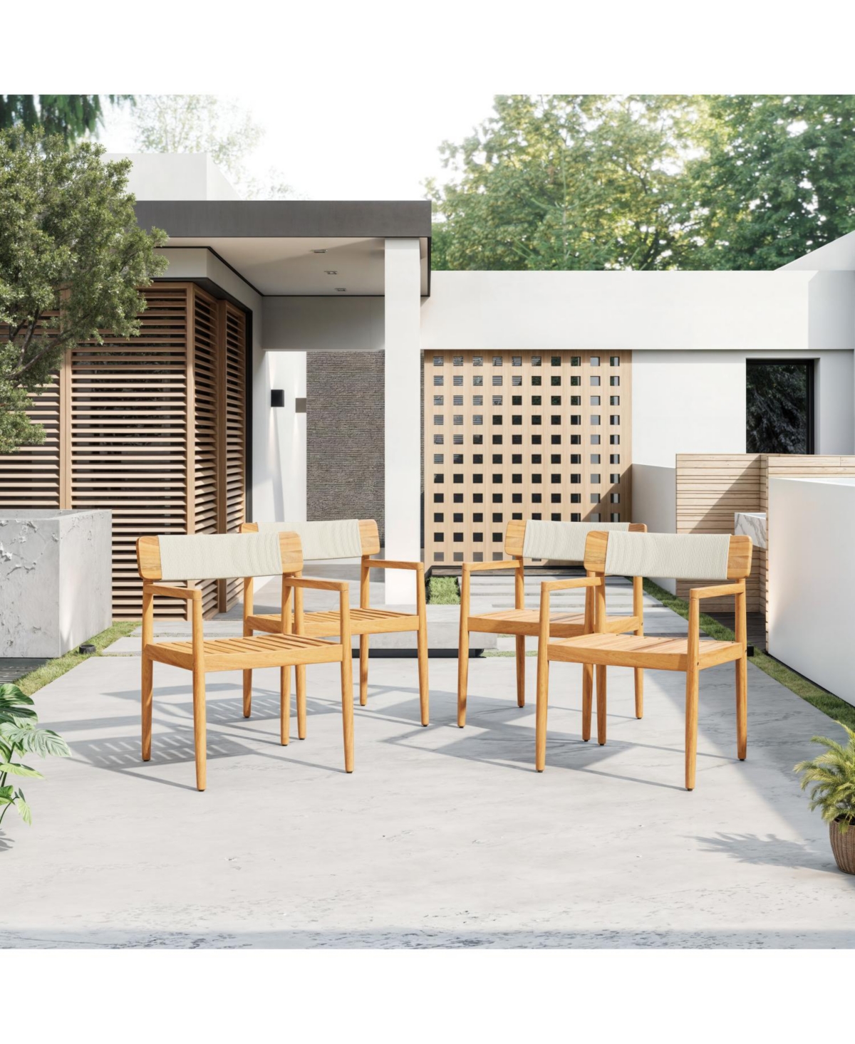 Streamdale Furniture Acacia Wood Outdoor Armchair - Weather-Resistant & Stylish Set of 2