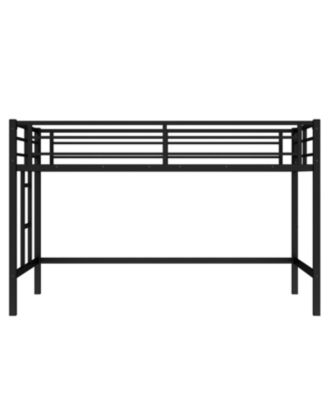 Twin Metal Loft Bed with Ladder & Guardrails - Black