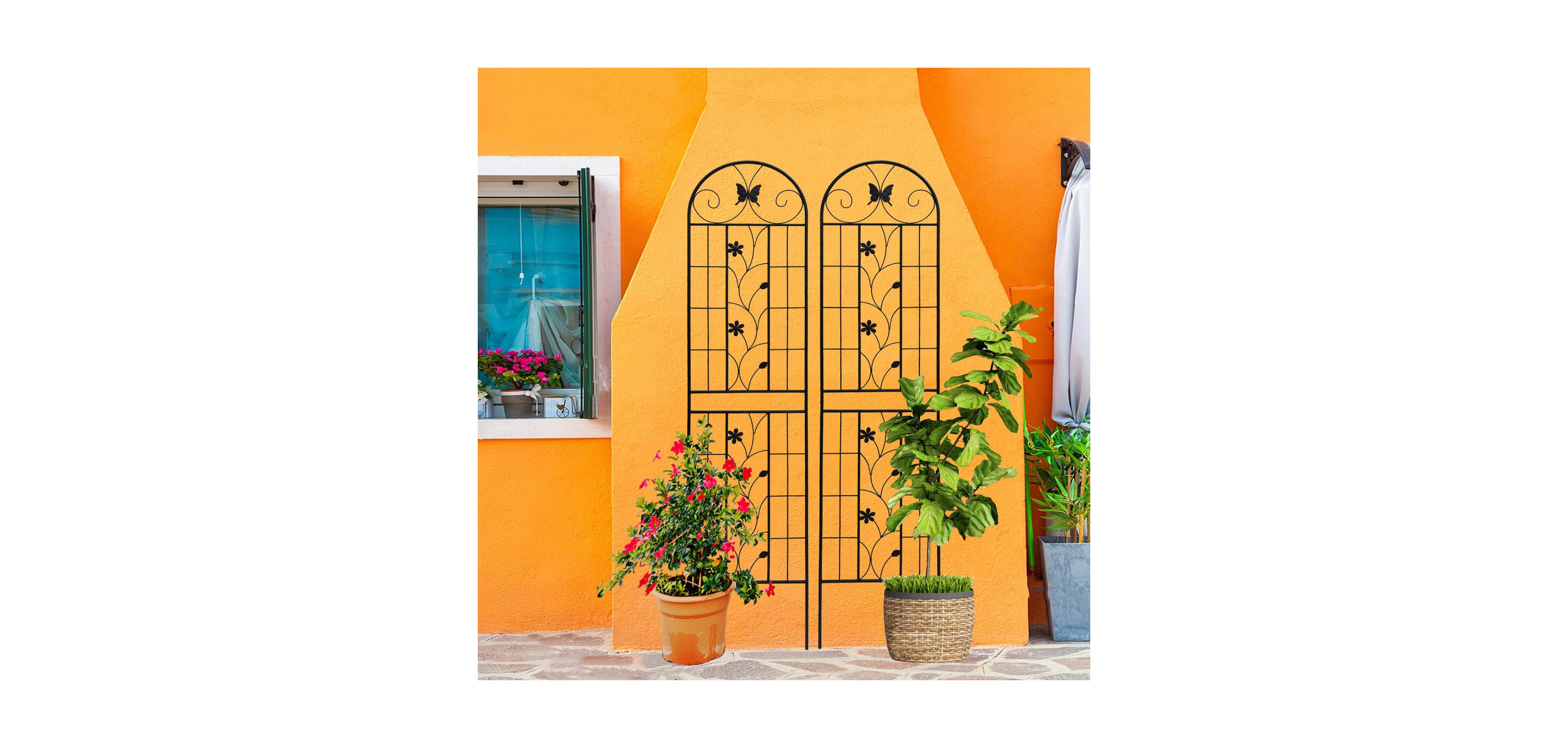 Streamdale Furniture Furniture 2 Pack Metal Garden Trellis 86.7" Black