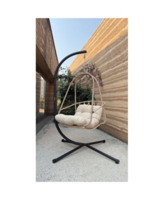 Wicker Egg Chair with Stand & Cushion