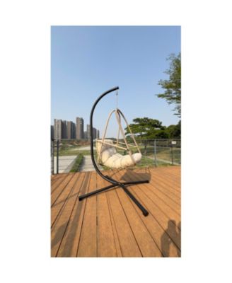 Wicker Egg Chair with Stand & Cushion