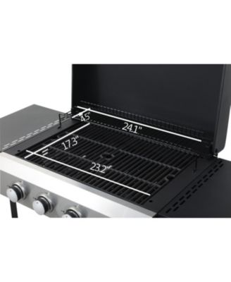 4-Burner Propane BBQ Grill SS Plancha Foldable Side Table