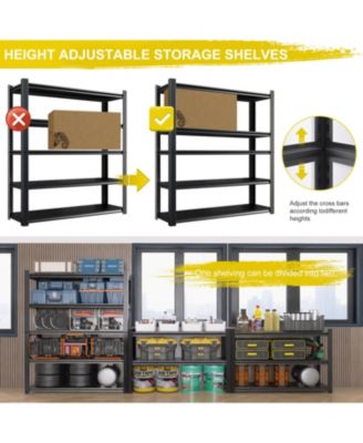 59" Wide Black Metal Shelves w/ Dividers