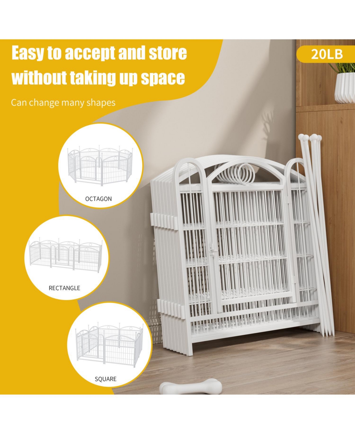 Streamdale Furniture Dog Playpen 24" 8 Panel Metal Pet Fence
