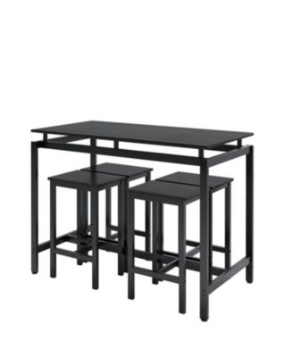Black Bar Table Set with 4 Stools