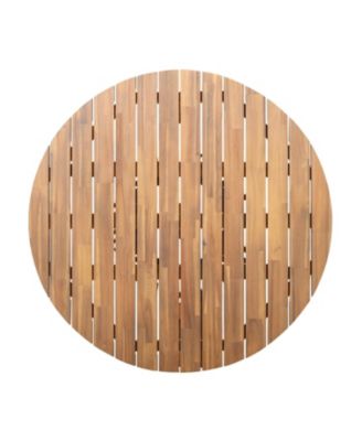 Acacia Wood Round Patio Dining Table - Light Teak