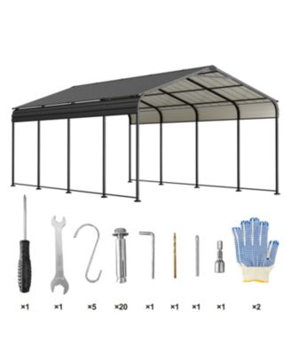 12x20 Metal Carport - Heavy Duty Car Shelter
