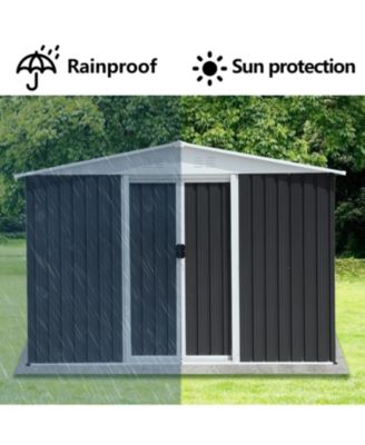 8x6 ft Apex Roof Garden Shed with Aluminum Alloy Frame and Sliding Door