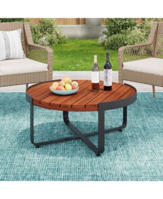 Acacia Wood & Metal Outdoor Coffee Table