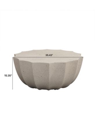 35" Modern Waterproof MgO Cement Coffee Table - Indoor/Outdoor (White)