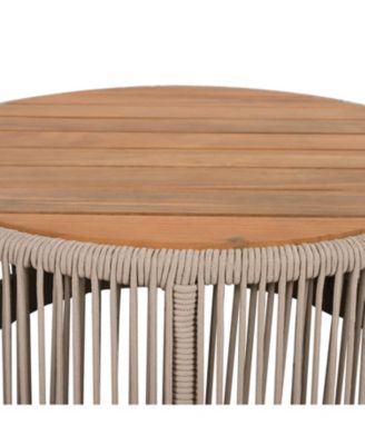 Streamdale Rattan Rope & Acacia Wood Coffee Table - Outdoor Patio Balcony