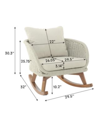 Streamdale Beige Wicker Rocking Chair with Cushions - Indoor/Outdoor