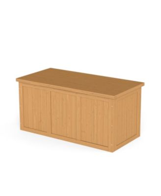 67 Gallon Wooden Deck Box - Outdoor Storage, Seat & Table Top