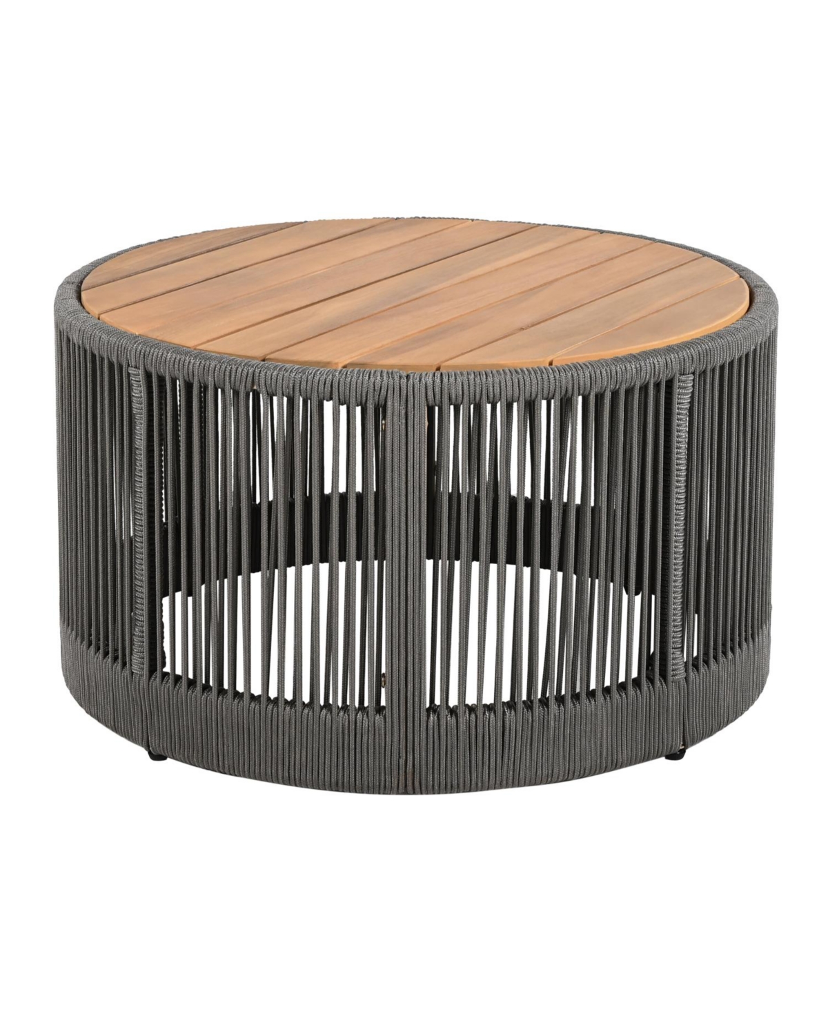 Streamdale Rattan Rope & Acacia Wood Coffee Table - Outdoor Patio Balcony