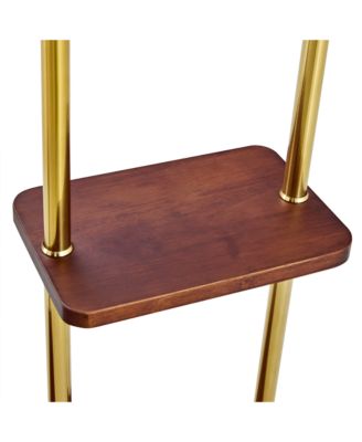 70" Industrial Coat Rack - Wood & Steel, Double Hanger, Storage