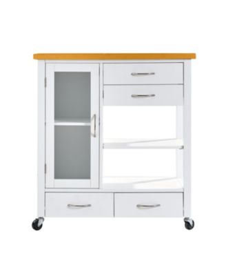 + 1 Pc + Wood + Rolling Storage Cabinet + Kitchen Island Cart