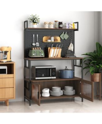 Kitchen Bakers Rack with Door & Storage Shelf