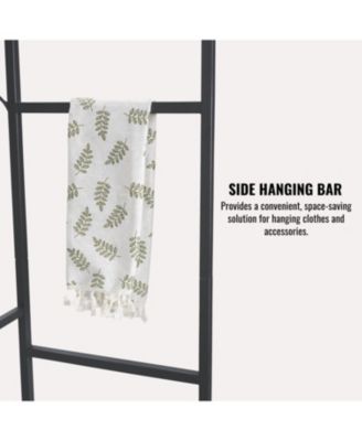 Acacia Wood Garment Rack w/ Shelves, Drawers & Hooks