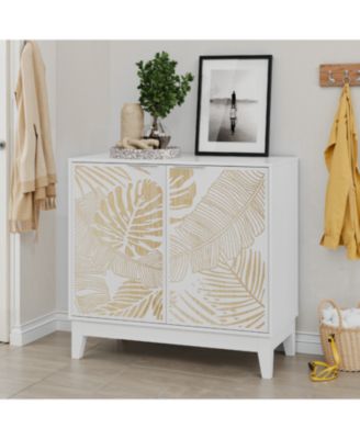 31.5" Vintage Carved Buffet Cabinet, 2 Doors, Adjustable Shelves