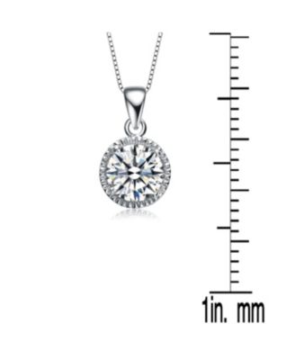 Sterling Silver White Gold Plated Cubic Zirconia Round Stud Style Necklace