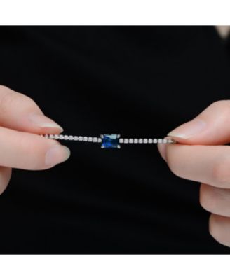 Sterling Silver White Gold Plated with Colored Cubic Zirconia Solitaire Thin Chain Necklace