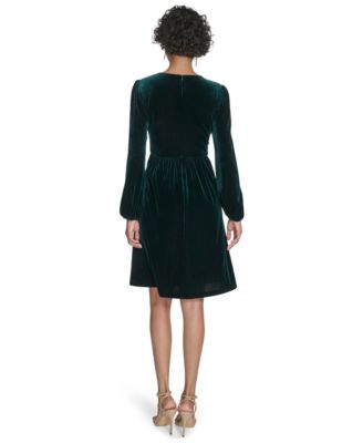 Petite Balloon Sleeve Jewel Neck Dress