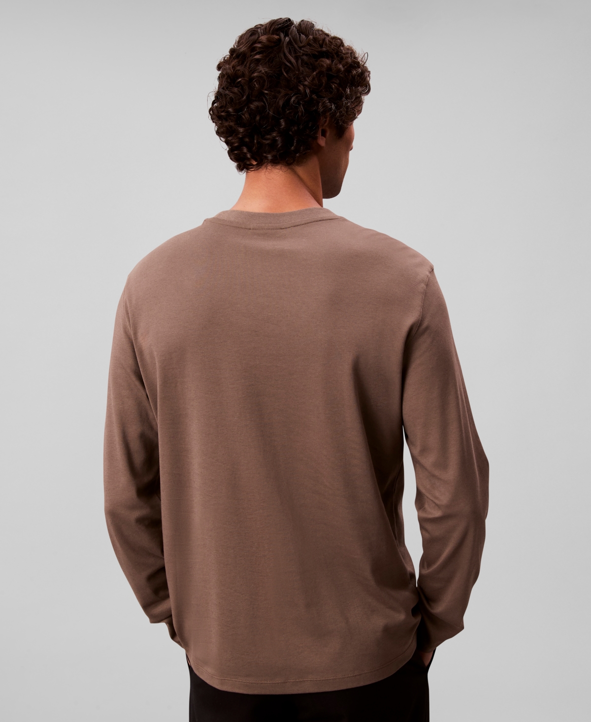 Calvin Klein Men's Crewneck Long Sleeve T-shirt In Brown