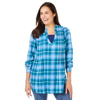 Plus Size Flannel Tunic With Layered Look