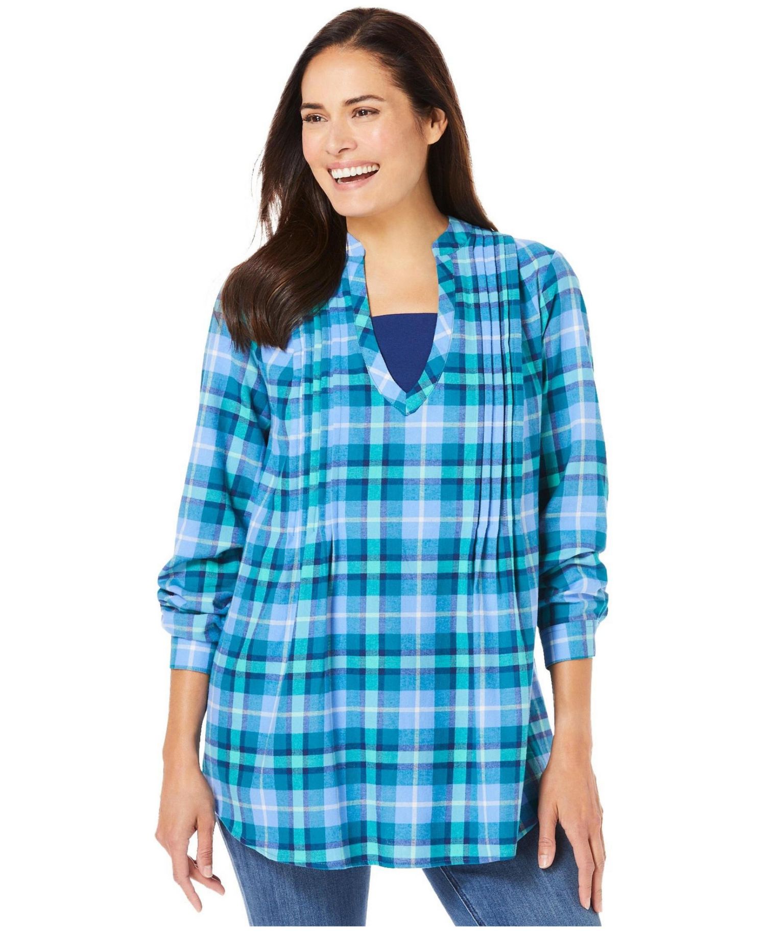 Women's Within Flannel Tunic With Layered Look