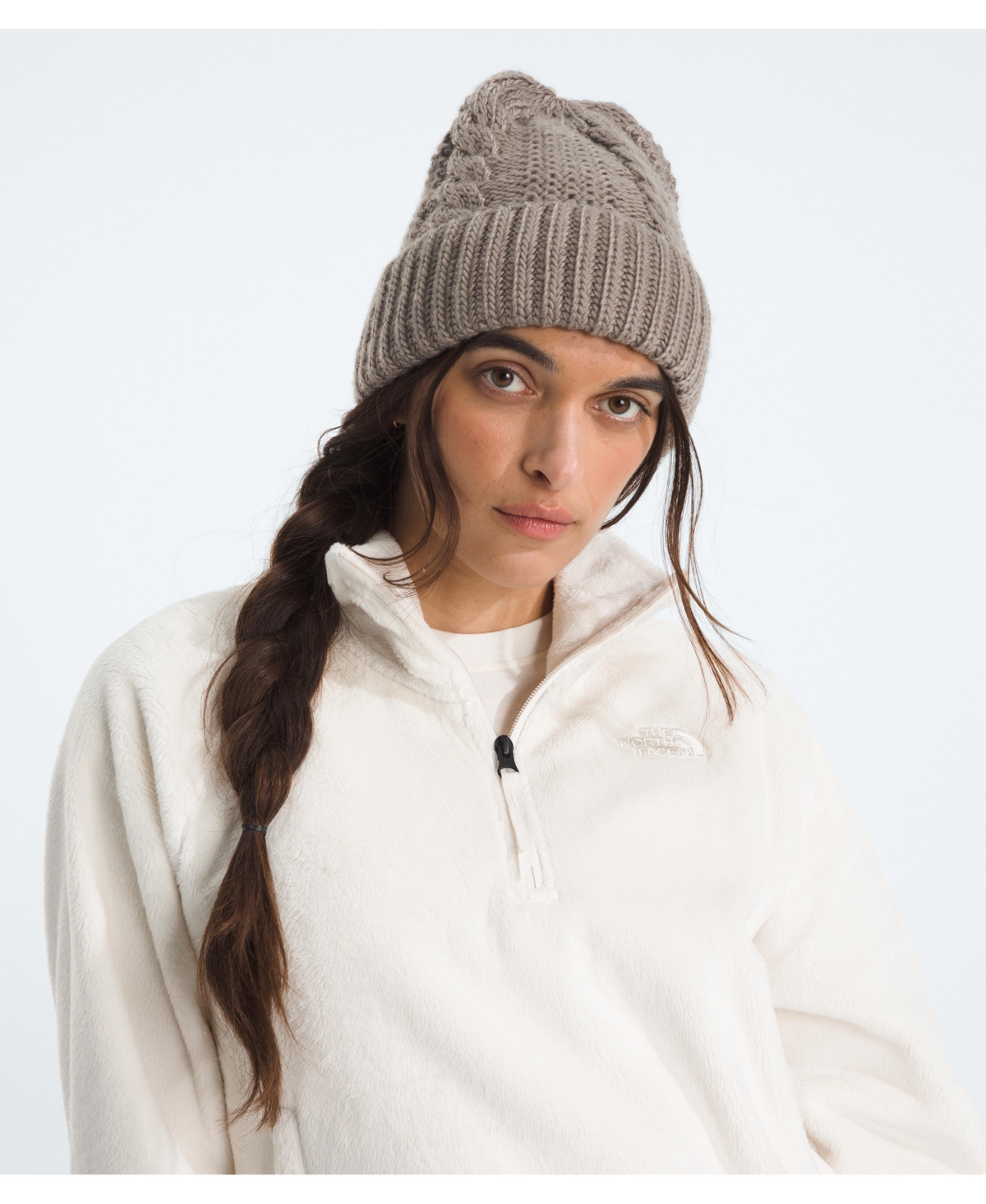 The North Face Women's Oh Mega Cable-knit Cuffed Beanie In Neutral