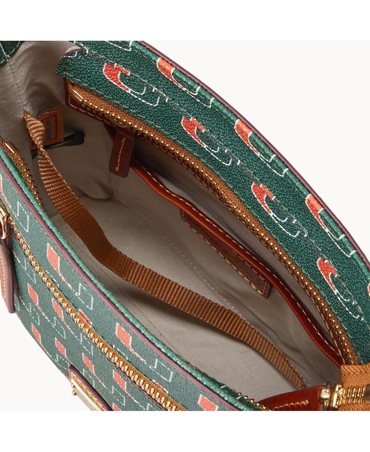Dooney & Bourke Miami Hurricanes Signature Small Zip Crossbody Bag In Transparent